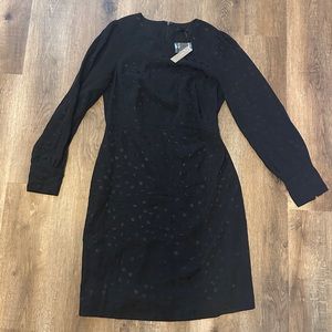 J. Crew Black Long-Sleeved Structured Silky Dress.